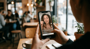 Mobile screen showing AI-Product Videos and UGC ads Mobile screen showing AI-Product Videos and UGC ads